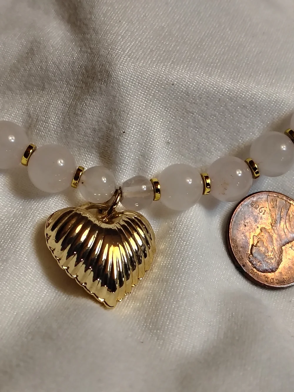 Duo Luna Norte Rose Quartz Gold Heart Beaded Necklace And Secondary Quartz